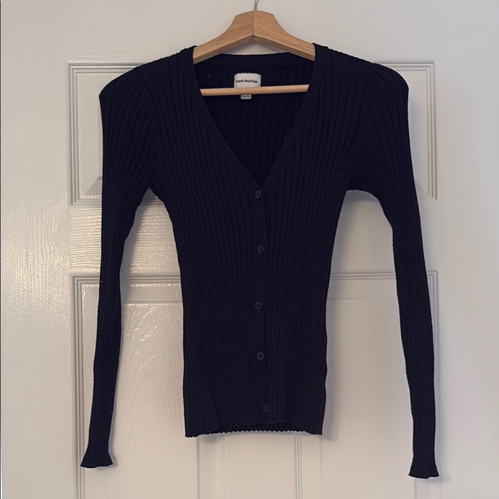 Black Frank & Oak Ribbed Cardigan